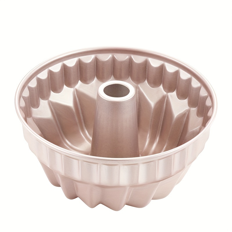 CHEFMADE Tube Cake Pan, 6.5-Inch Non-Stick Vortex-Shaped Tube Pan Kugelhopf  Mold for Oven and Instant Pot Baking (Champagne Gold)