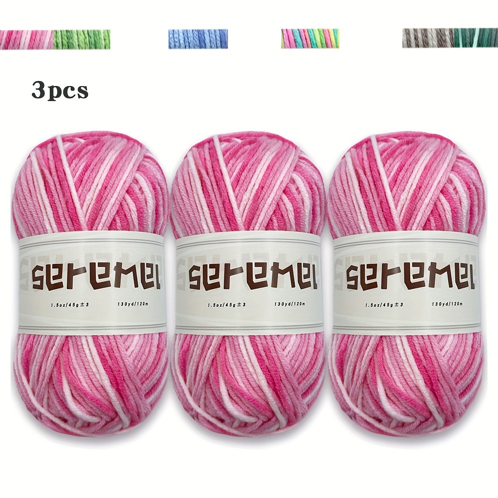 3PCS 150g Beginners Pink Yarn for Crocheting and Knitting,260 Yards Cotton  pink