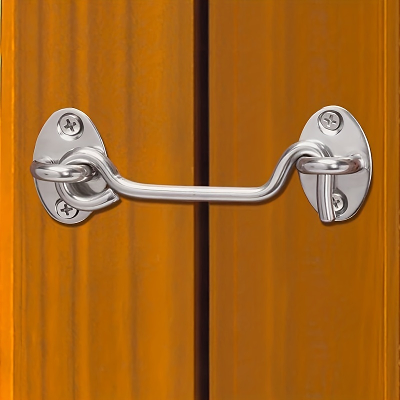 Barn Door Lock Gate Latch - Upgrade 4 Inch Heavy Duty Hook and Eye Latch  Screen Door Latches Hardware Gate Lock for Bedroom Door Sliding Door Closet