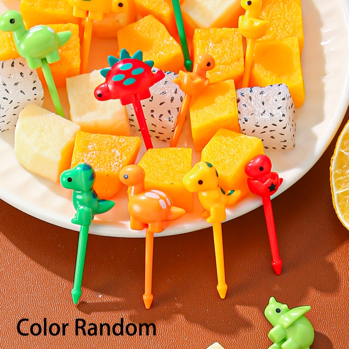 20pcs/set Crown Cartoon Fruit Forks & Animal Shaped Plastic Fruit