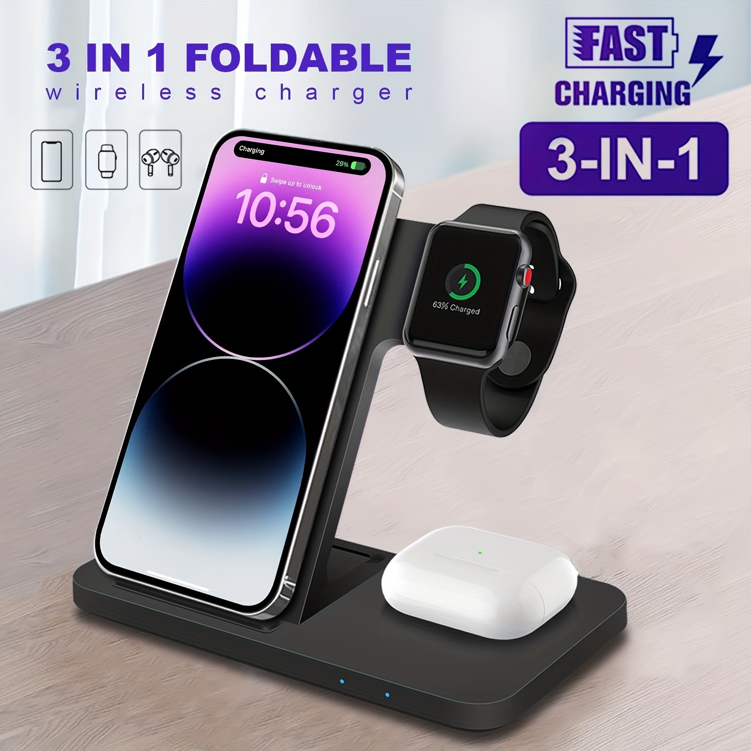 PDKUAI Wireless Charger Dock 3IN1 Charging Station For Apple Watch iPhone  14 13