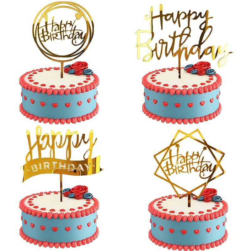 Décoration de gâteau dorée scintillante Happy Birthday