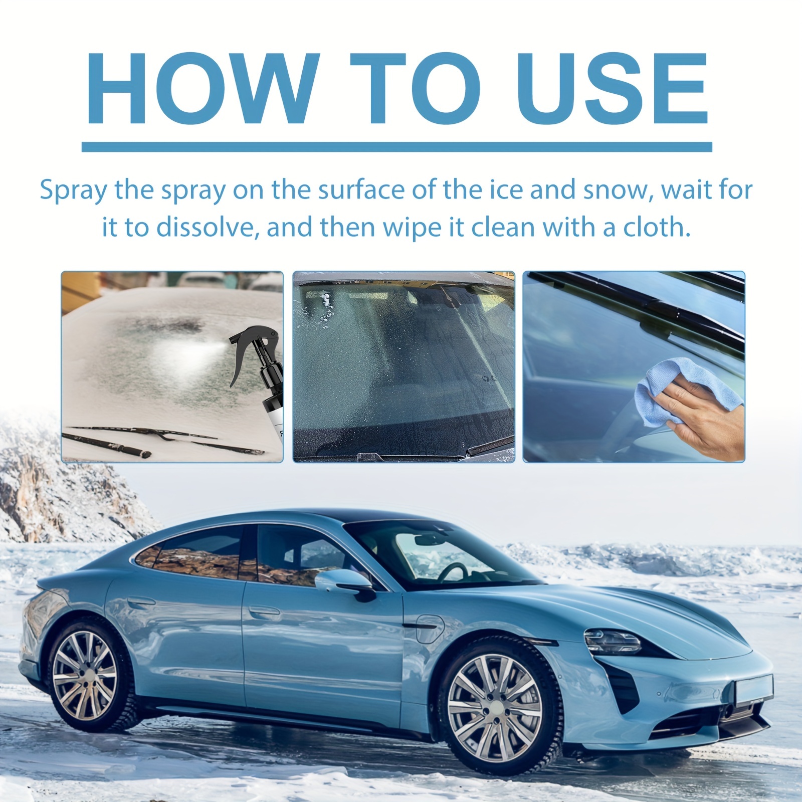 De Icer For Car Ice Melter For Car 100ml Fast Ice & Snow Melting