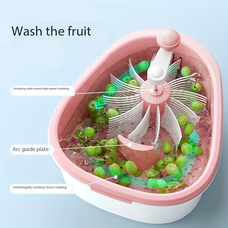 Fruit Cleaner Spinner, Fruit and Vegetable Washing Machine with Brush,  Fruit and Vegetable Cleaner with Colander and Bowl, Fruit Washer Spinner