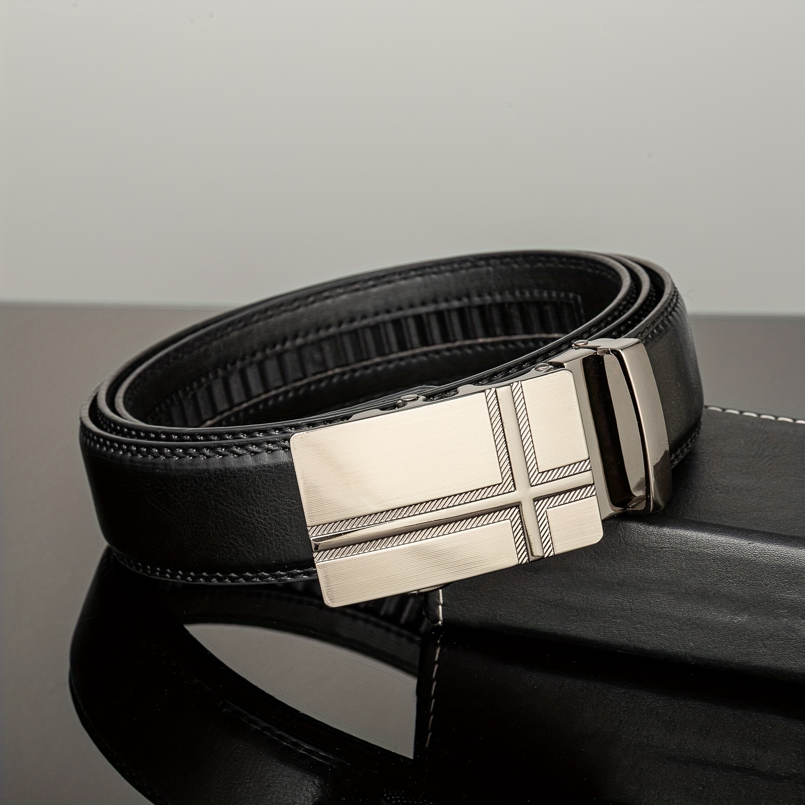 Men's Automatic Buckle Belt Pu Leather Belt Business Suit Waist