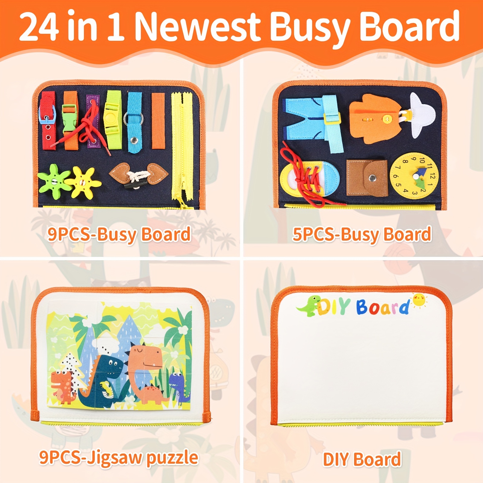 Busy Board, Toddler Travel Toys, Quiet Book, Sensory Toys for