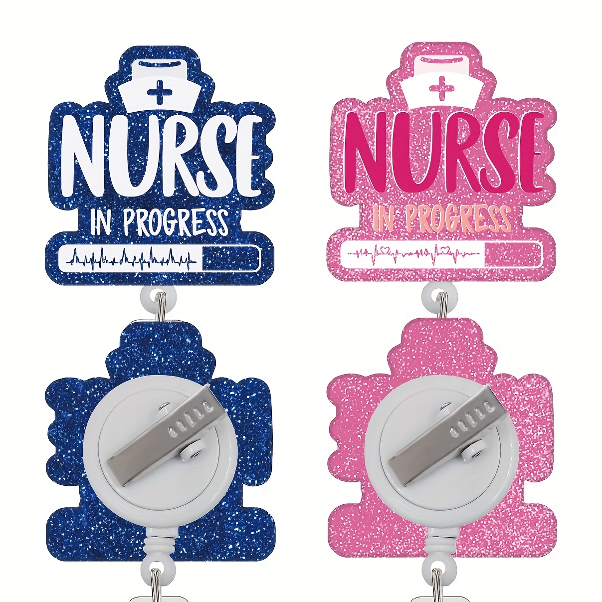 Luz de carrete de insignia de enfermera de turno nocturno, linterna  retráctil y recargable con clip, soporte para tarjetas de enfermera,  artículos