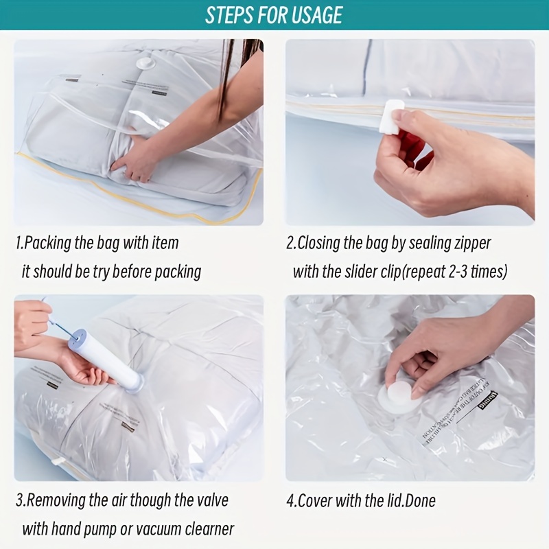 2Pcs Clear Compression Travel Storage Bag Portable Space Saver Bag  Compression Bag For Travel Travel Compression Bag Vacuum Packing Space  Saver Bag Reusable Roll-Up Compression Bag School Supplies Room Decor  Bedroom Decor