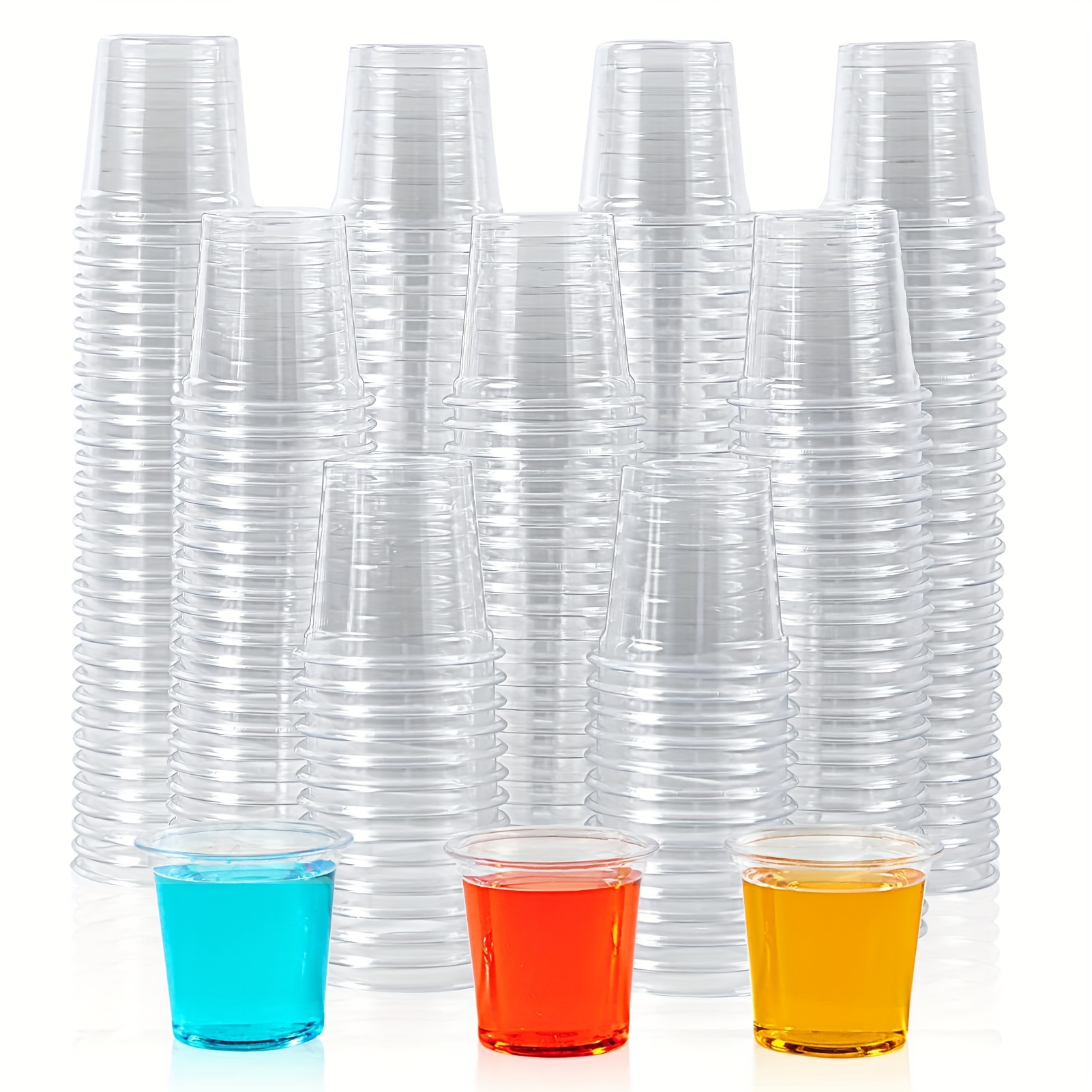 20PCS 50/200ml Disposable Glasses Double Drinking Shooter Cups Plastic  Disposable Clear Durable Tea Coffee Cups Party Tumblers