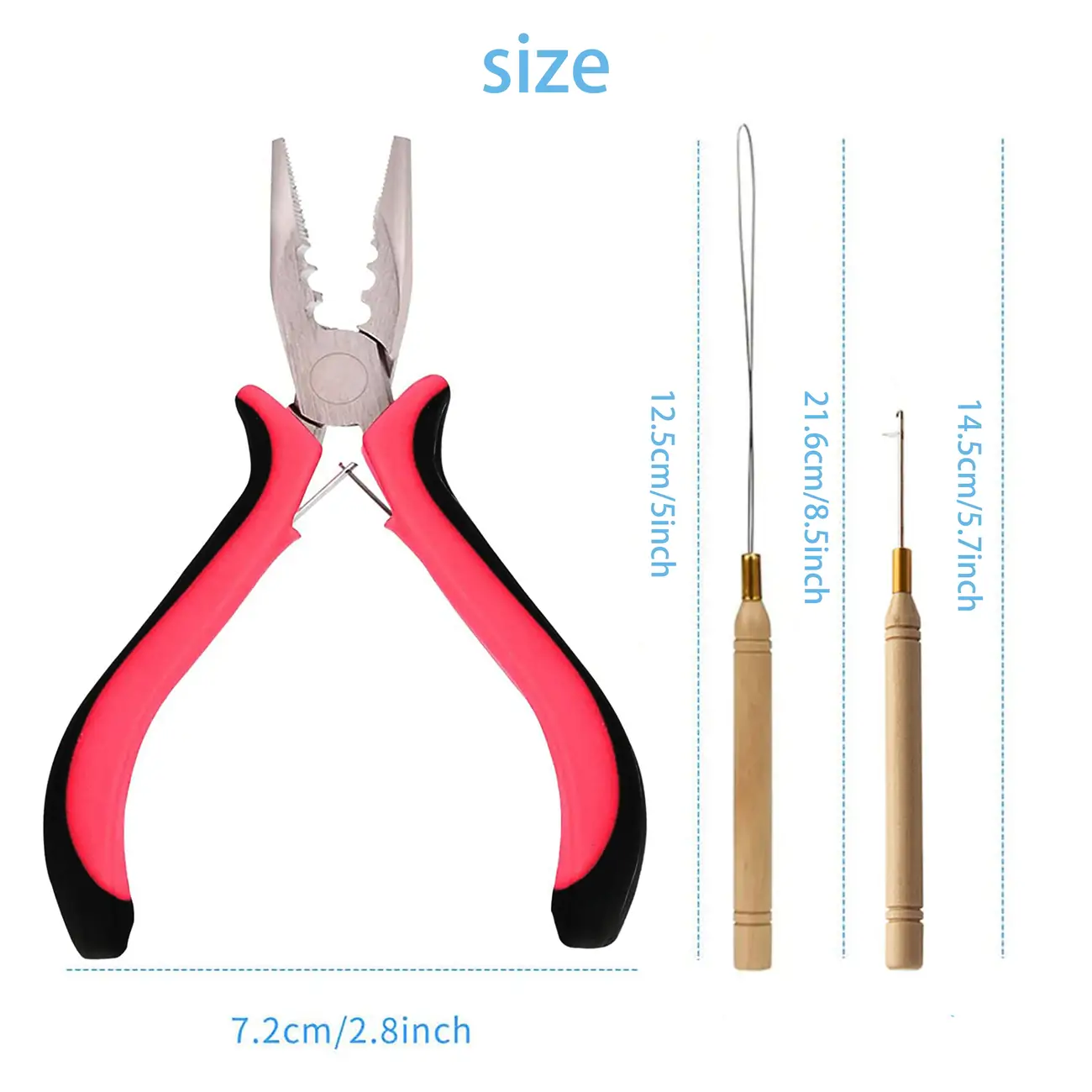 Microlinks Hair Extensions Kit Beads Hair Extensions Threader Pulling Hook  Pliers Micro Link Tools 200pcs Silicone Rings
