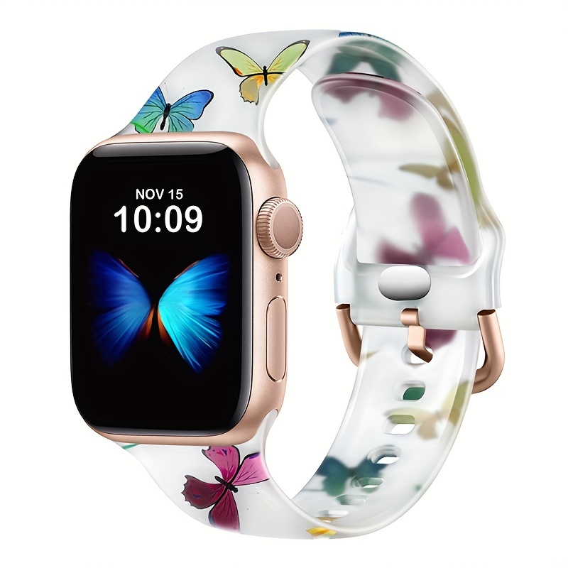 Butterfly Print Watchband Compatible With Apple Watch