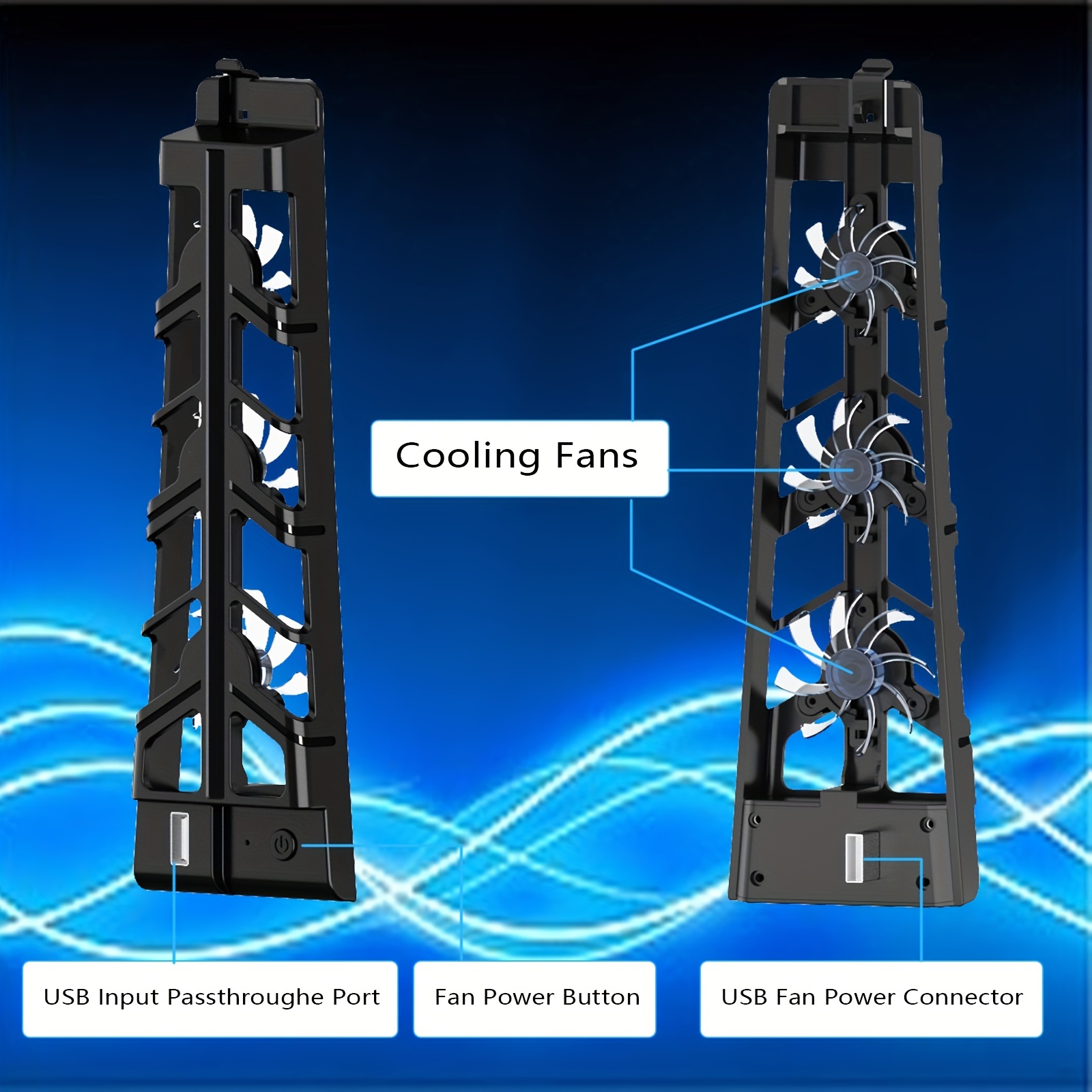 Enfriador De Ventilador Para La Consola PS5 Slim, Enfriador Con 3  Ventiladores De Alta Velocidad Y Luz LED Fresca Para La Consola PS5 Slim