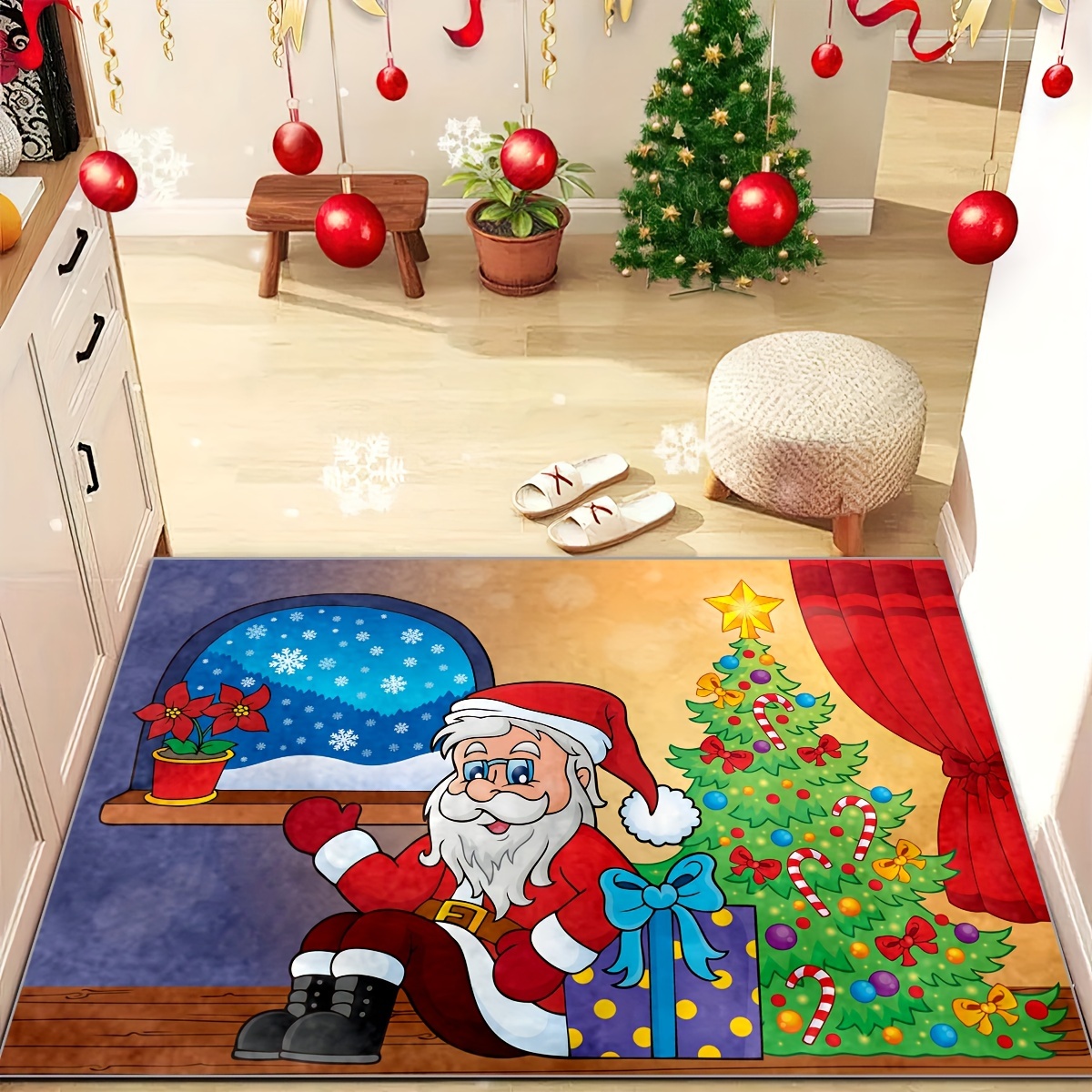 Modern Christmas Deer Pattern Door Mat, Ultra-thin Water-absorbent  Anti-slip Door Mat And Bathroom Mat, For Living Room Bedroom, Home Decor -  Temu