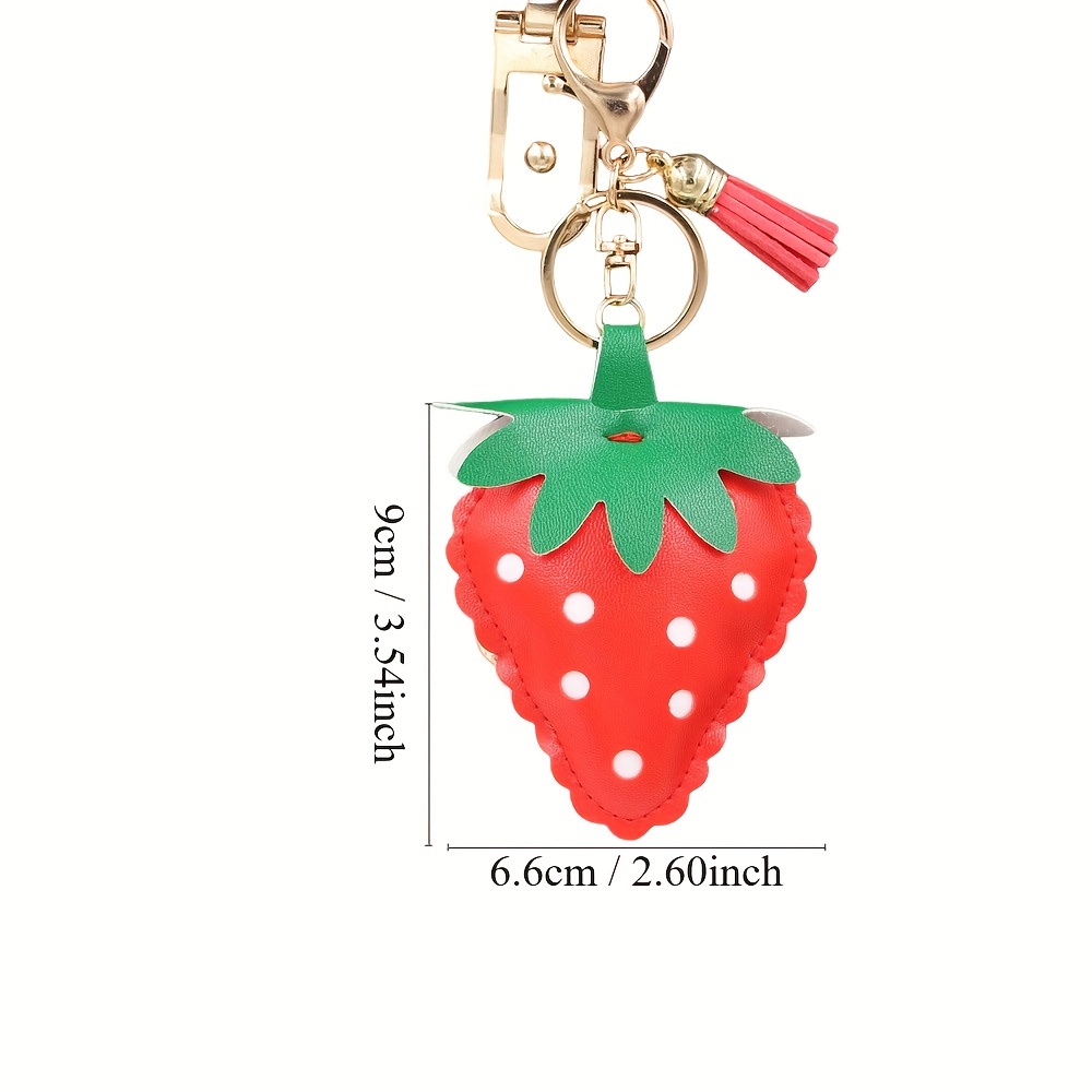 Strawberry Silicone Beaded Keychain, Fruit Keychain, Strawberry