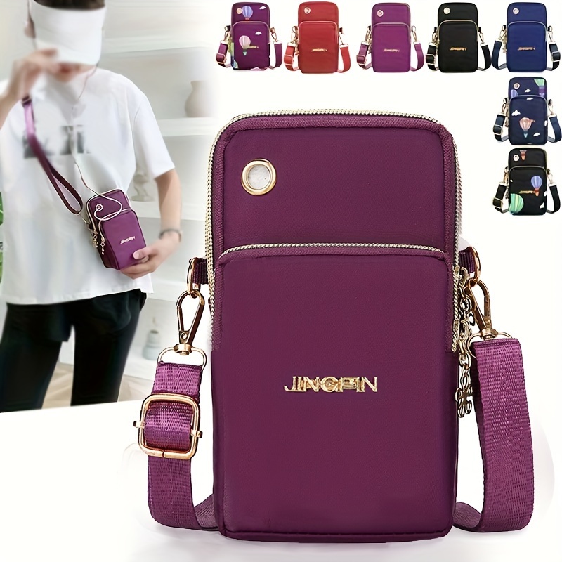 

Casual Commuting Shoulder Bag, Portable Multi-pocket Zipper Crossbody Bag, Mini Sports Running Phone Bag