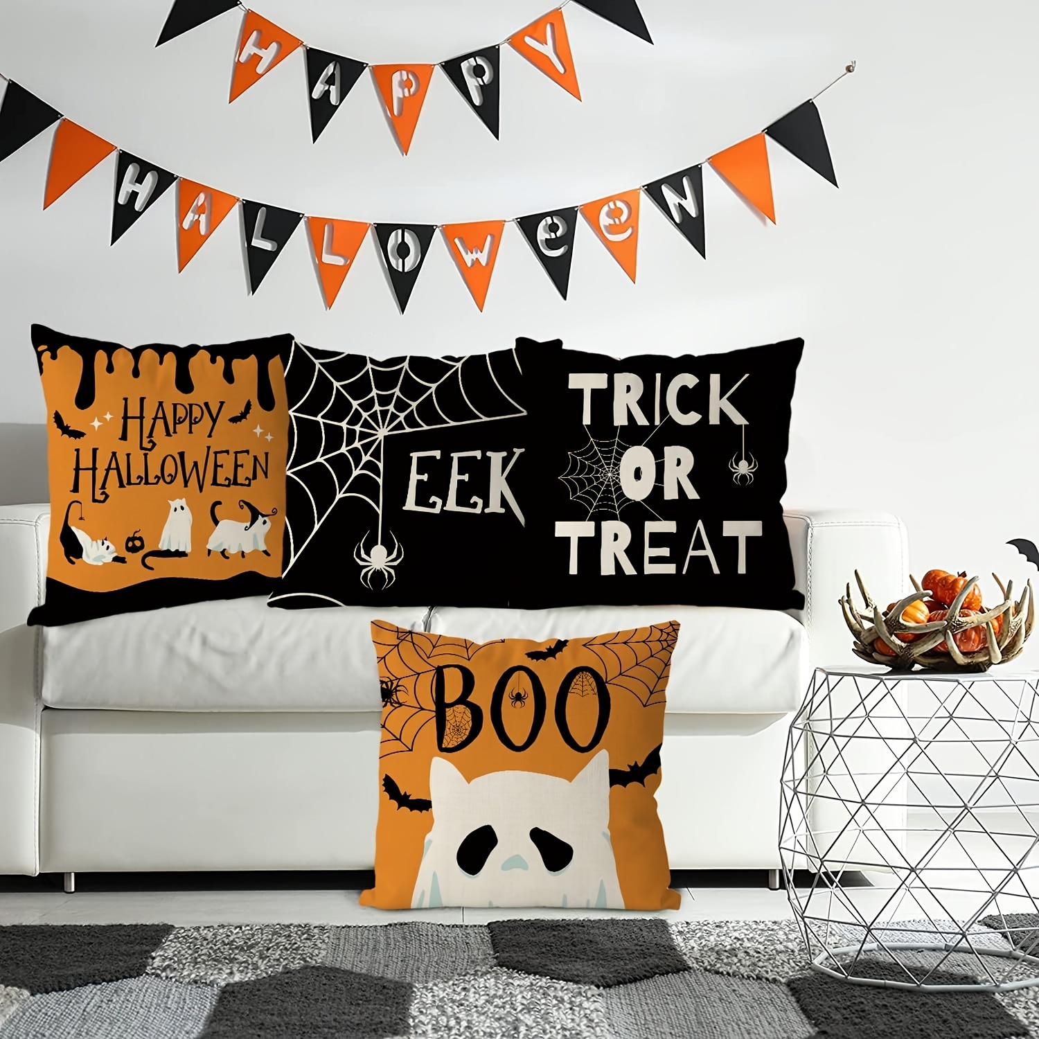 Halloween Pillow Cover, Eek Pillow Cover, Halloween Decor, Fall pillow