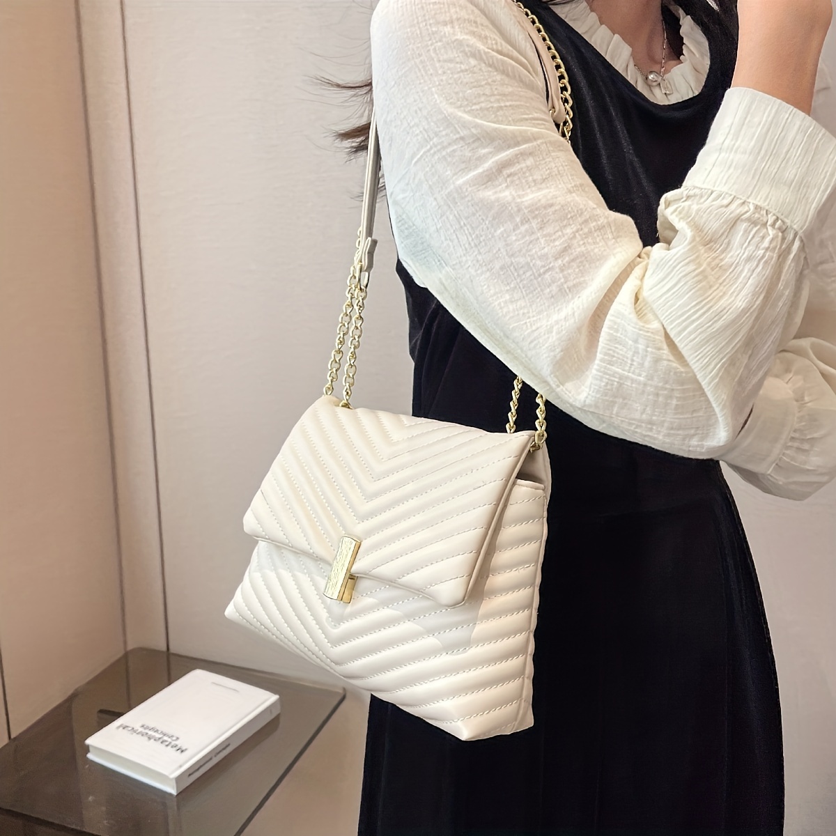 Chevron Quilted Crossbody Bag, Fashion Flap Shoulder Bag, Women's Trendy  Handbag & Purse - Temu
