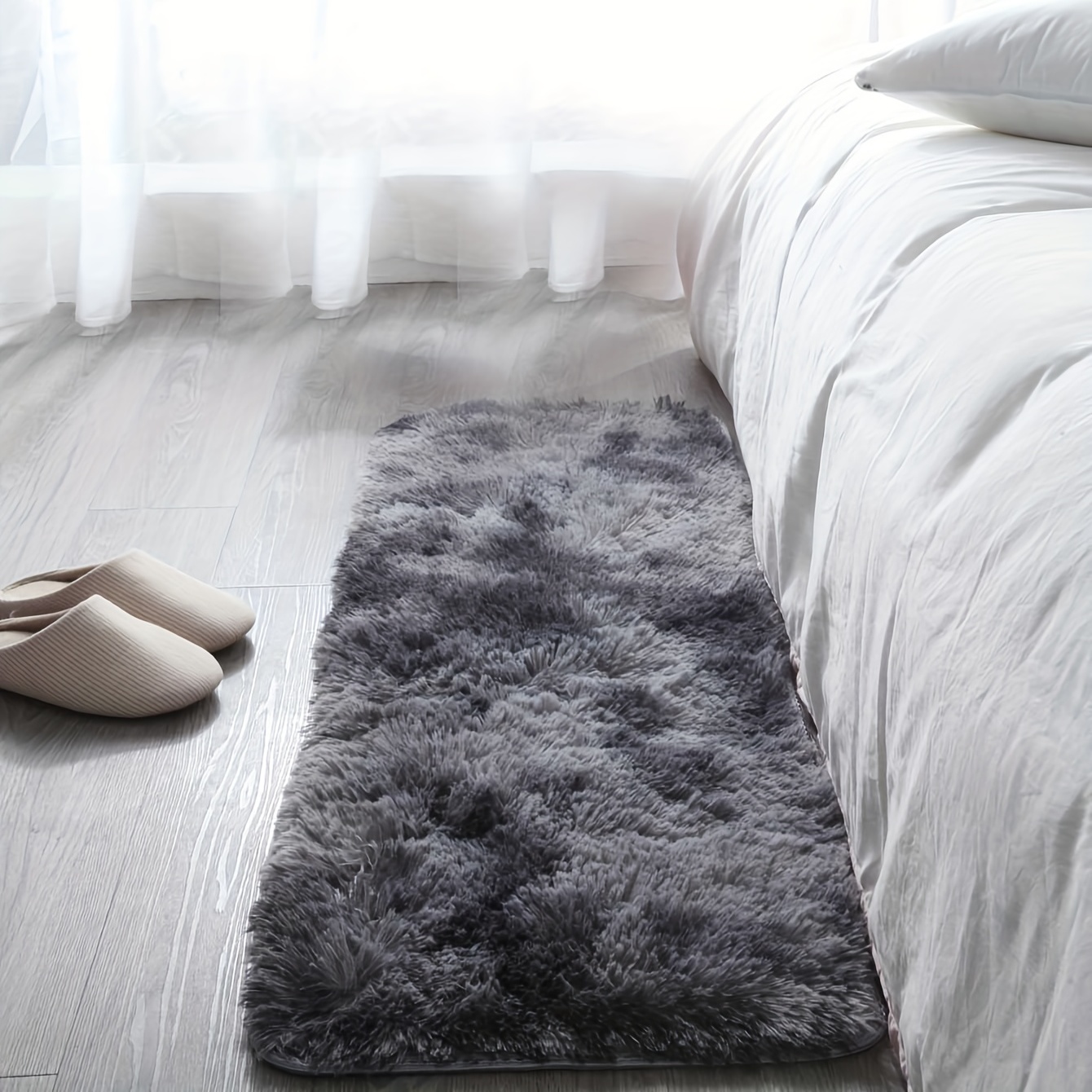 Dark Grey Plush Rug Soft Area Rug For Bedroom Fluffy Rug - Temu