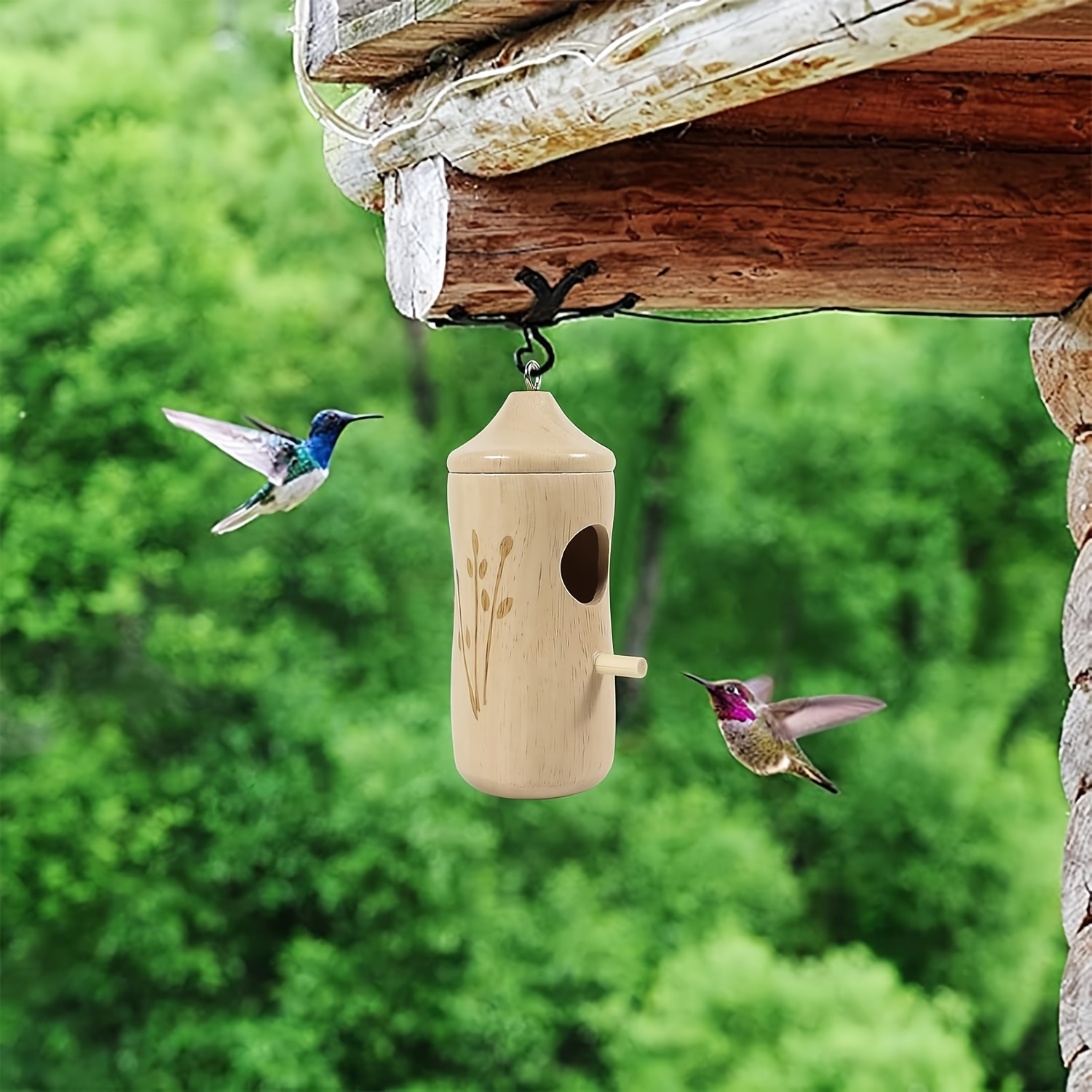 Maison de colibri décorative tissée à la main, accent de paille suspendu,  oiseau suspendu, enge naturel