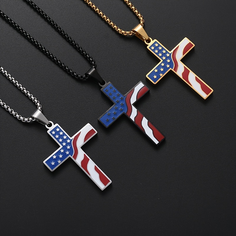 Flag cross clearance necklace