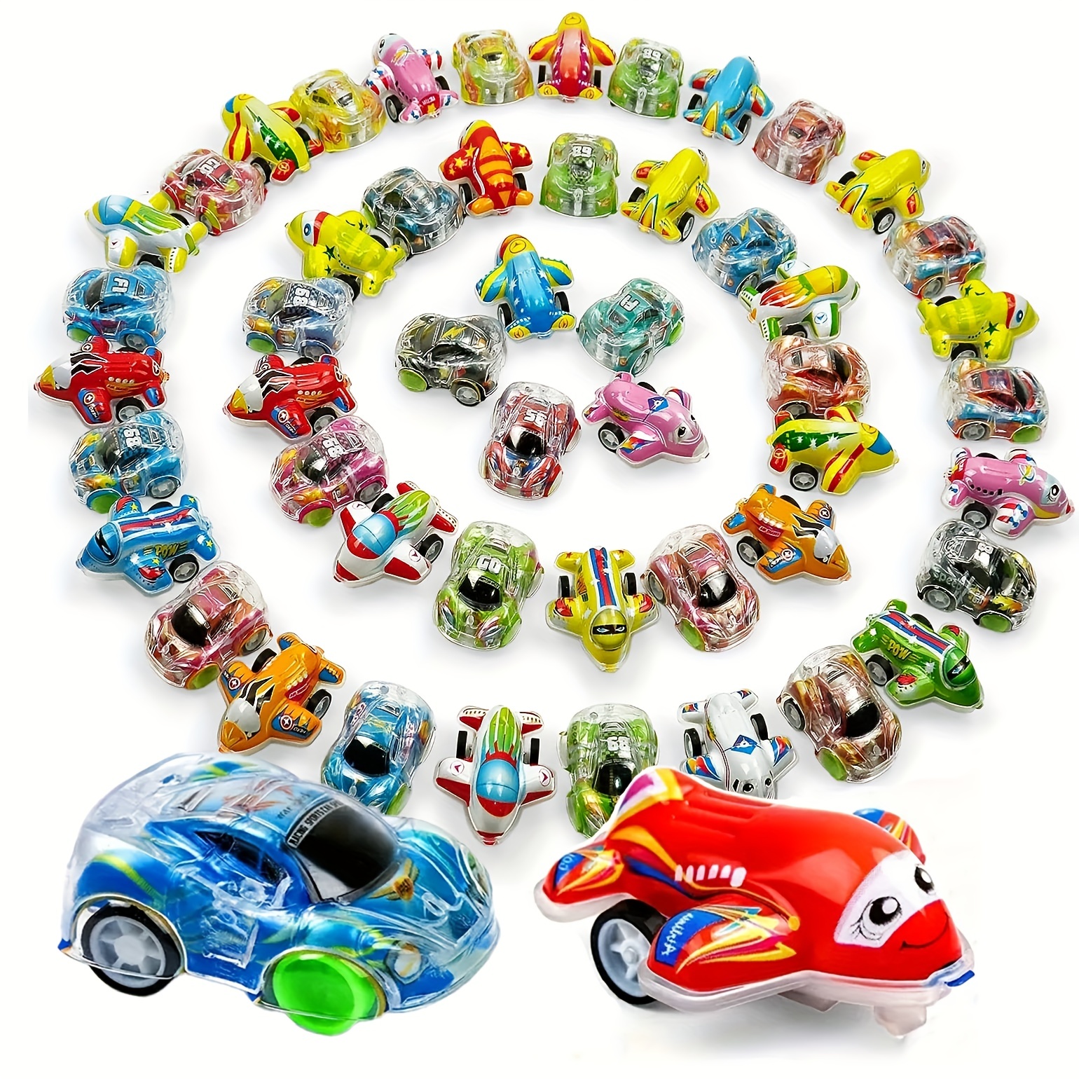 

Mini Pull-back Cars And Airplanes Come In Random Colors, With Cartoon Transparent Race Cars And Colorful Shells, Inertial Cars And Airplanes For Boys And Girls