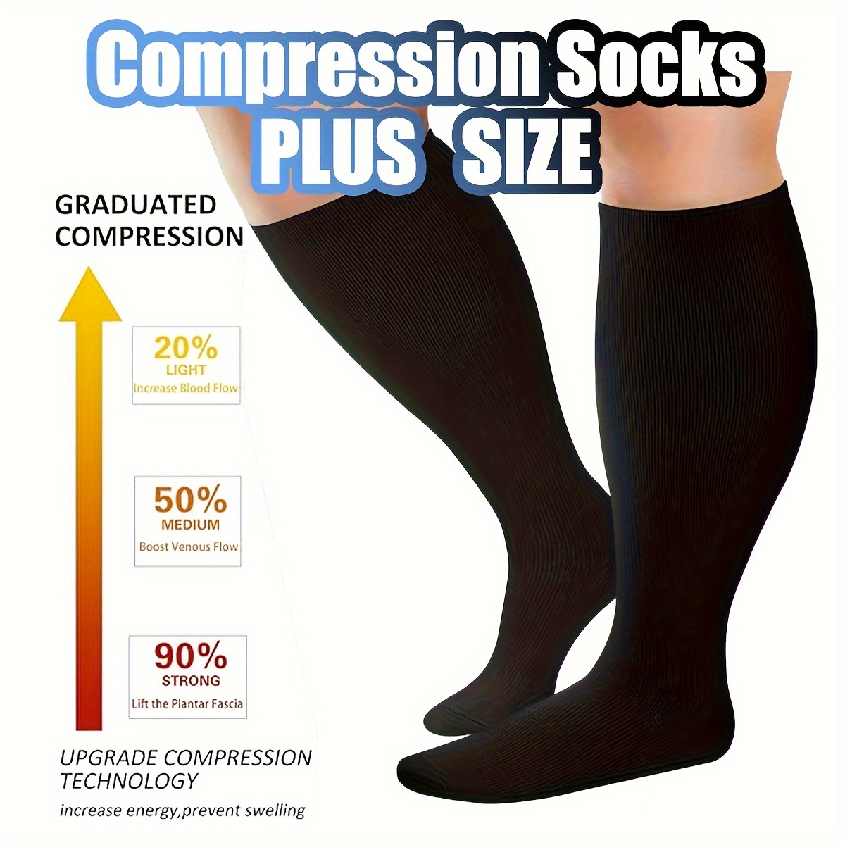 Plus Size Compression Socks Circulation 15 20 Mmhg Women Men - Temu