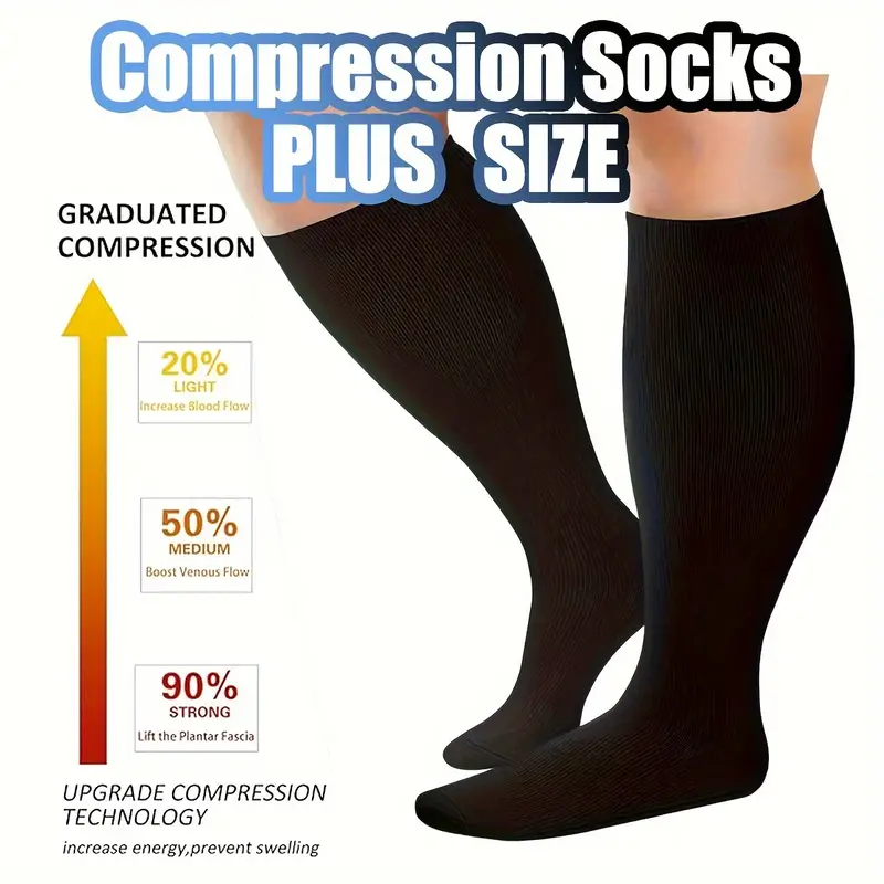 Plus Size Compression Socks Circulation 15-20 Mmhg For Women Men Wide Calf  Knee High Compression Stockings For Pregnancy Running Nursing Cycling -  Temu Canada