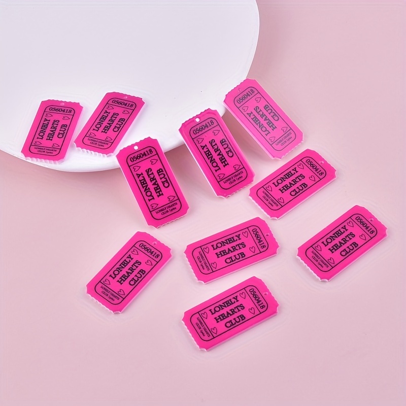 

10pcs Game Cards Pendants Hot Pink Acrylic Card Charms For Pendants Earrings Necklaces Accessories