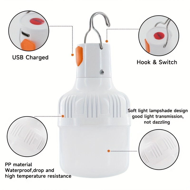 USB recargable LED luces de emergencia casa al aire libre linternas  portátiles lámpara de batería de emergencia linterna bombilla barbacoa luz  camping