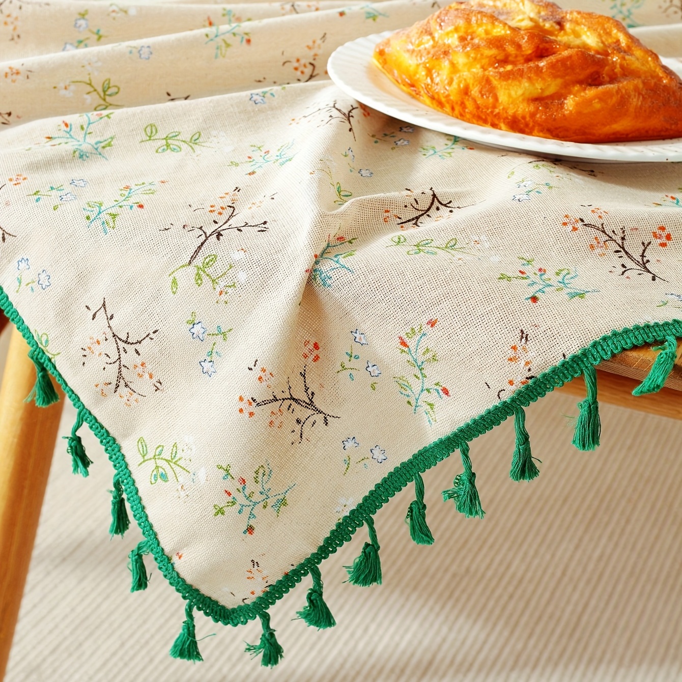 Linen Tablecloth With Tassel Household Stain Resistant - Temu