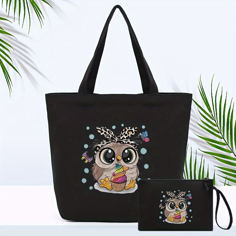 Image of Men's Handbag Printed Canvas Bag Folding Shopping Bag Lunch Box Bag Student Schoolbag Simple And Versatile
