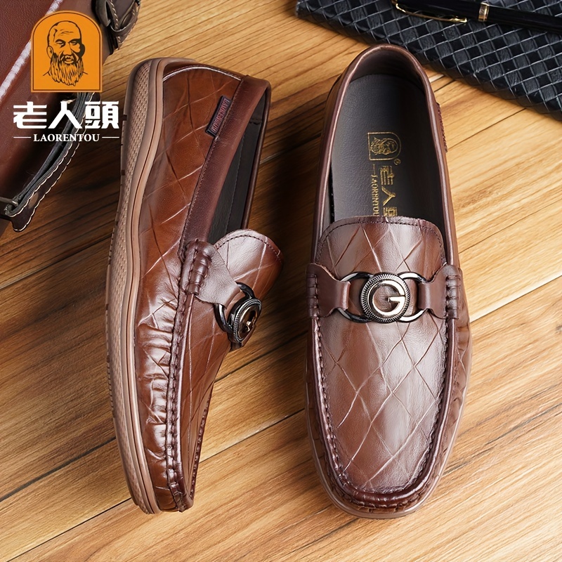 Laorentou Men's Premium Leather Horsebit Loafer Shoes, Lightweight Non-slip Casual  Shoes, Spring And Summer - Temu