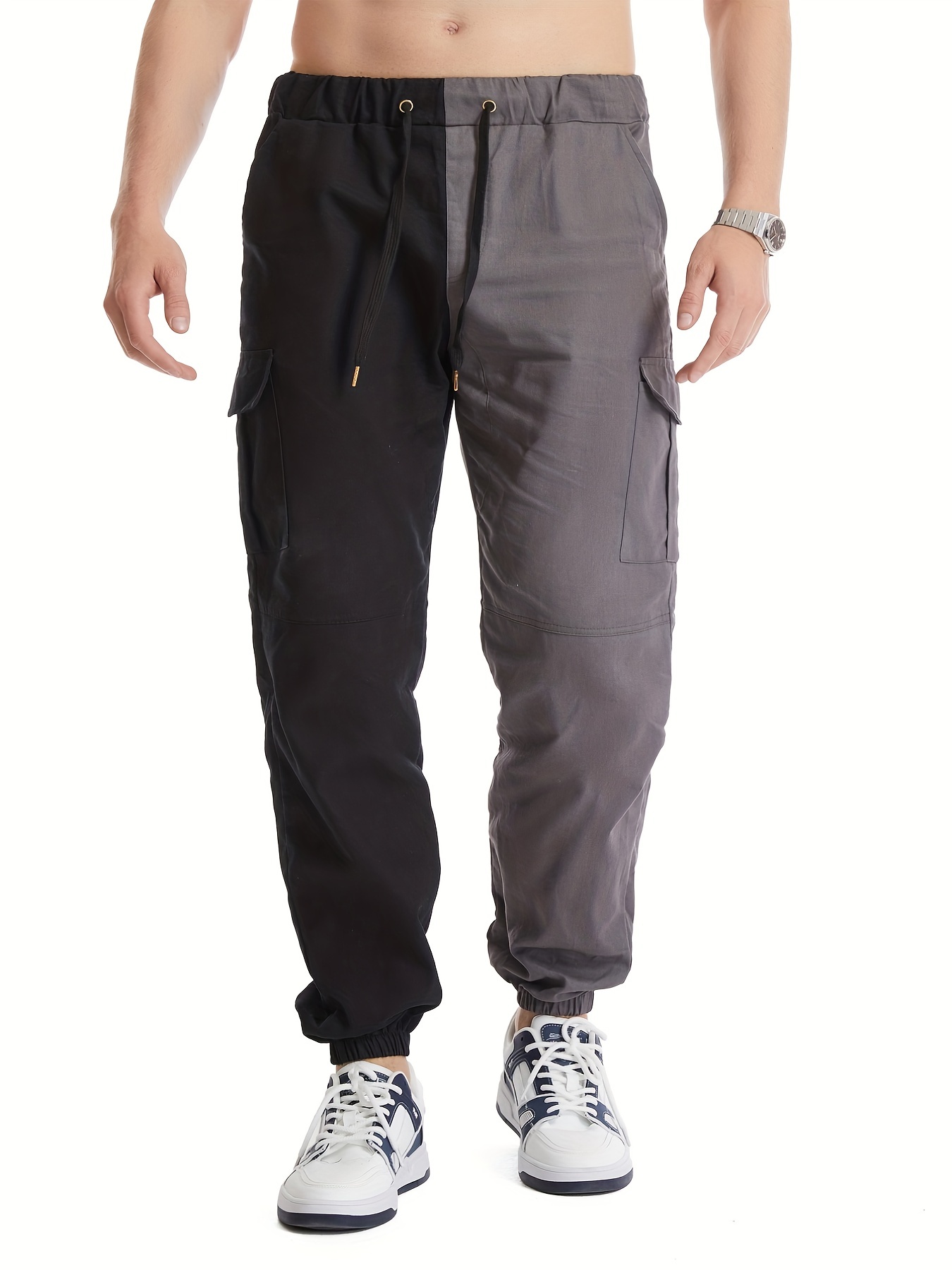 Pantalones Jogger Casuales Hombre Pantalones Cordón Bloques - Temu