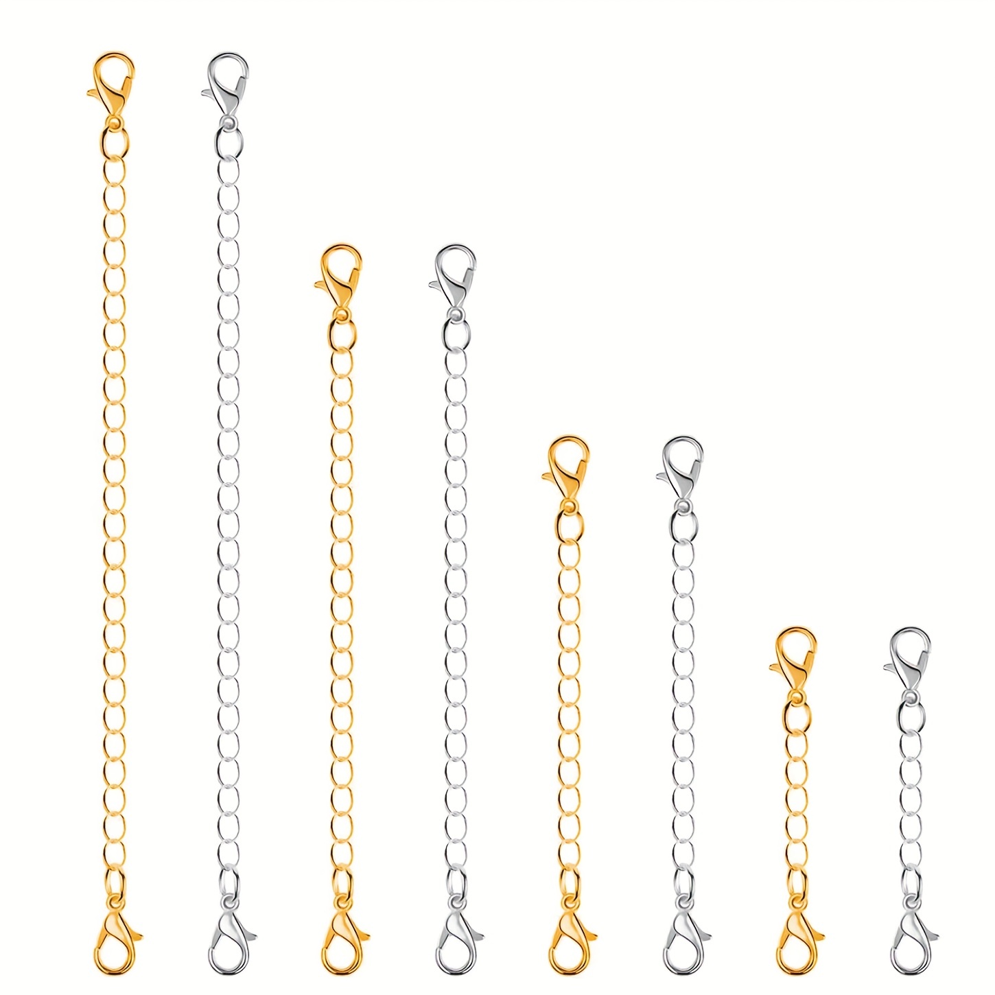 Golden Silvery Stainless Steel Necklace Extenders Chain - Temu