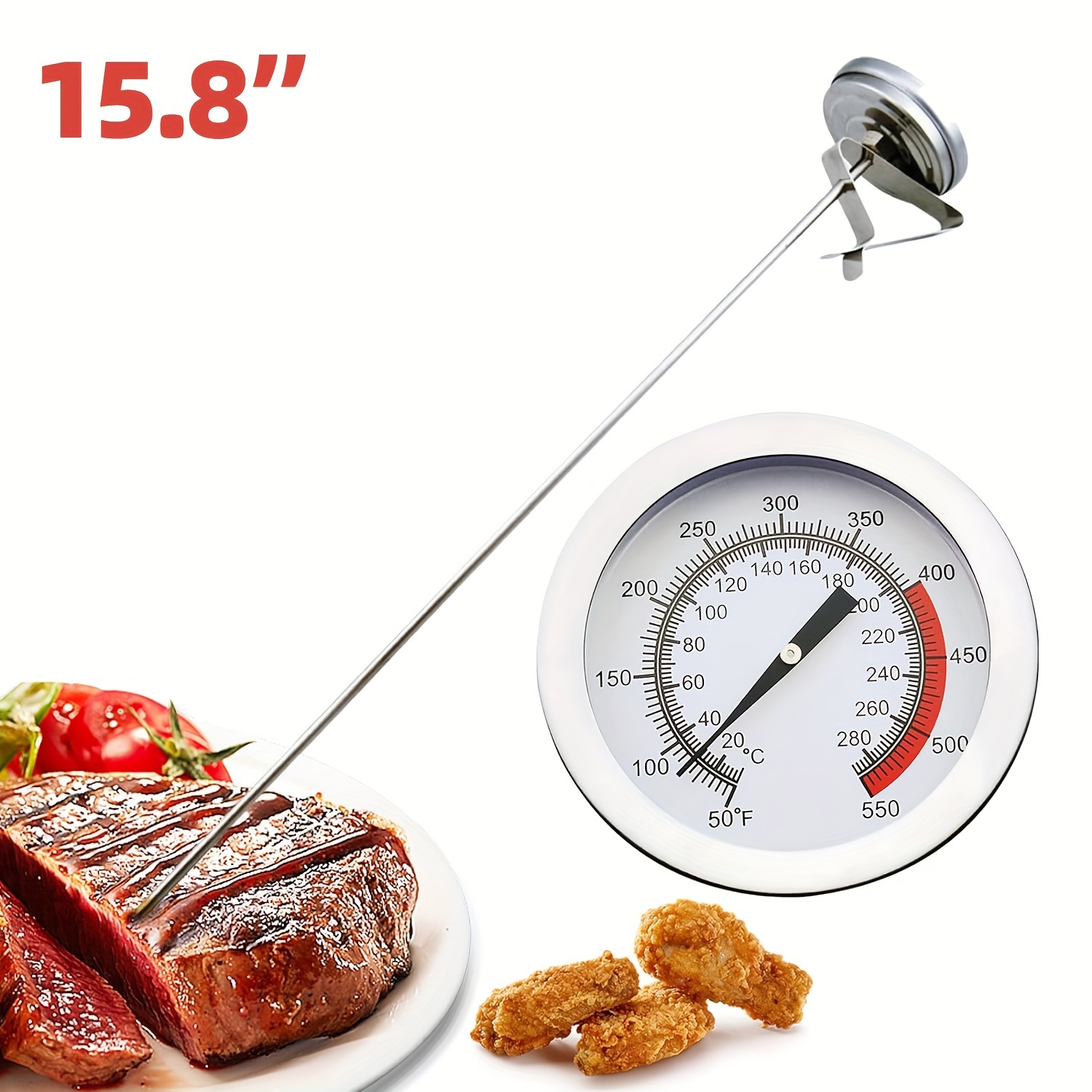 Candy Deep Fry Thermometer with Pot Clip 8 - Instant Read Food Thermometer  | Me