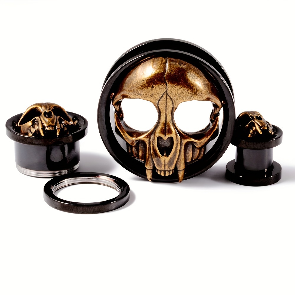 Top Quality Stainless Steel Skull Ear Tunnels Plugs Expander