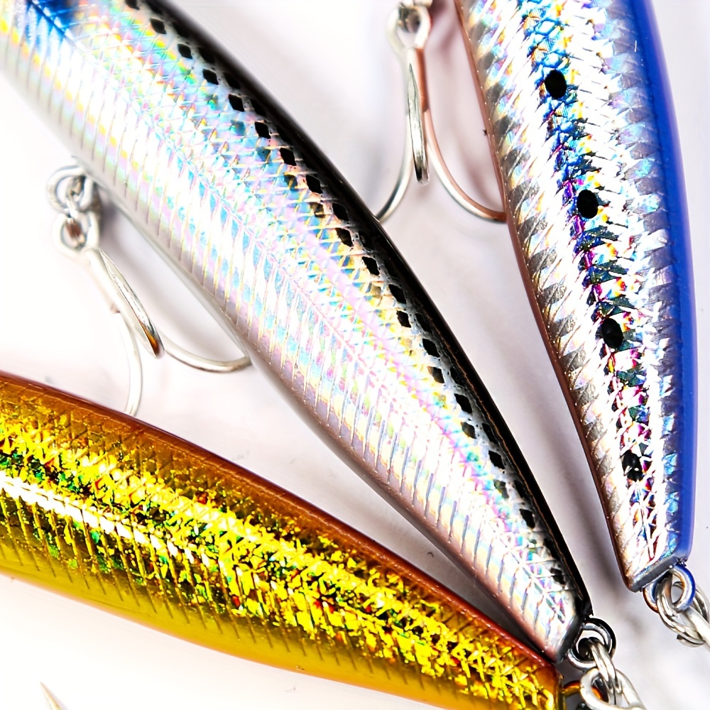 Slow Sinking Minnow Lure Bass Tuna Hard Bait Treble Hook