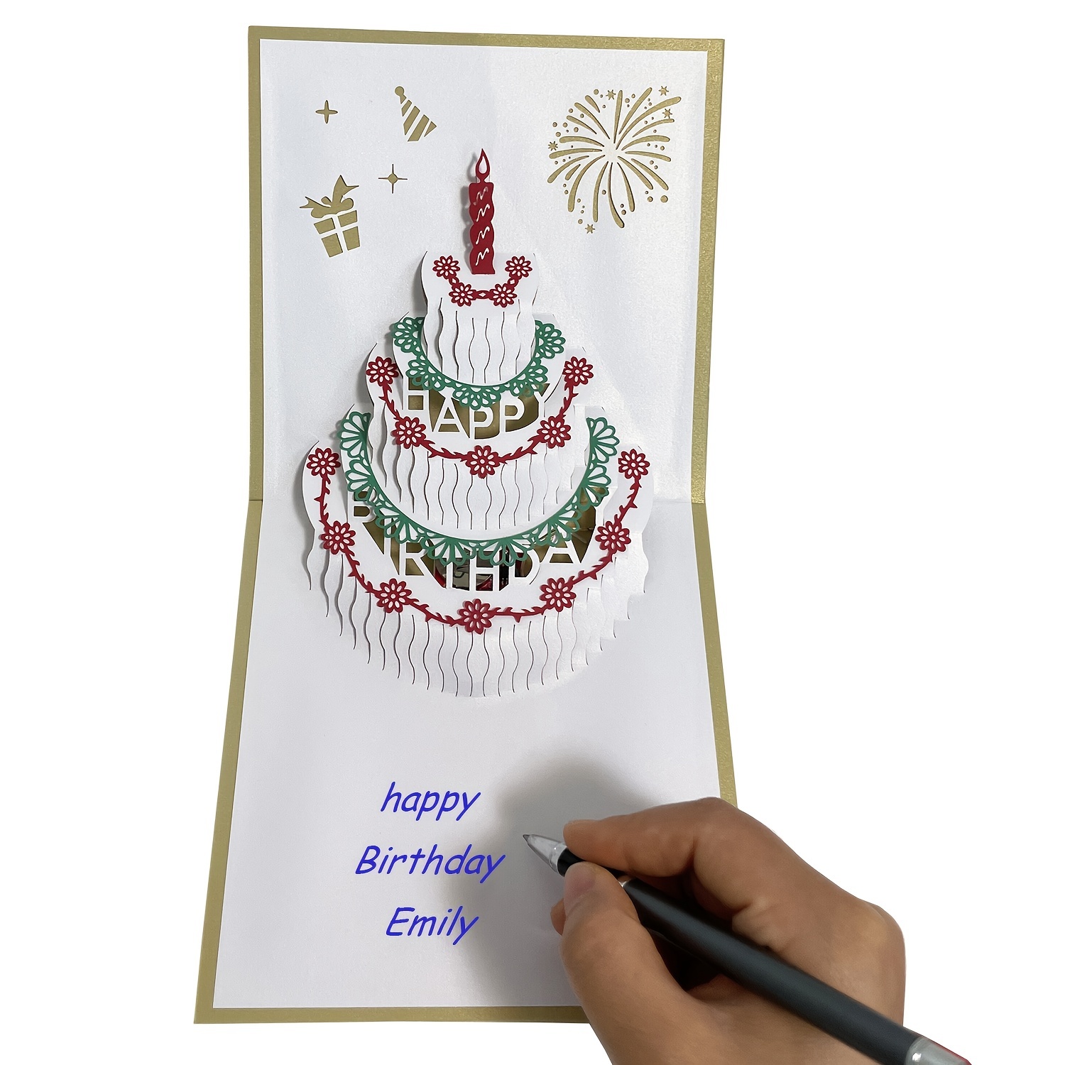 JIZZU 3D Carte d'anniversaire Musicale, Pop-up Carte Anniversaire avec  Bougie à Souffler Music Lumière, Carte d'anniversaire pop-up 3D avec  Enveloppe