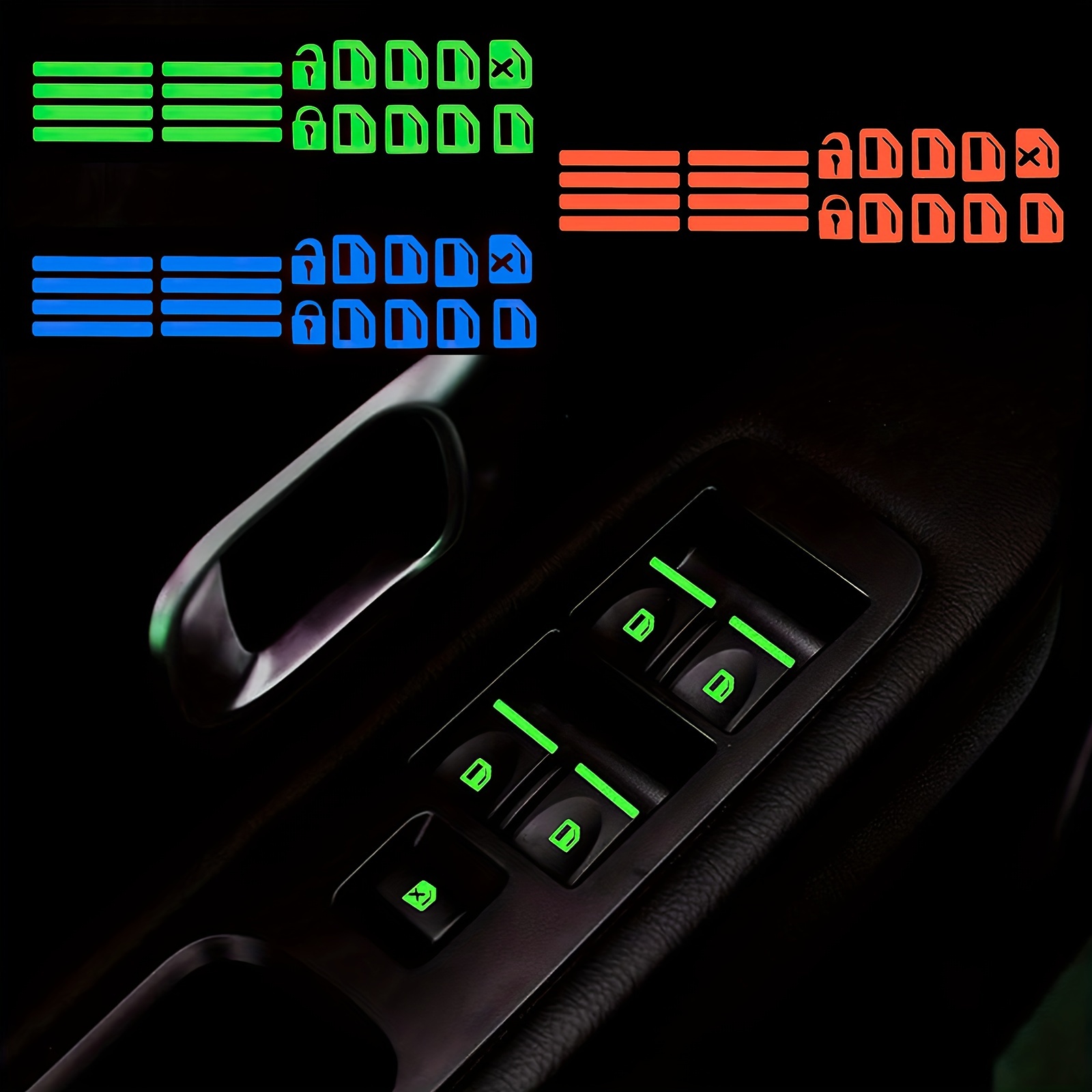 3pcs Auto Fensterknopf Leuchtende Aufkleber Lifter Schalter - Temu