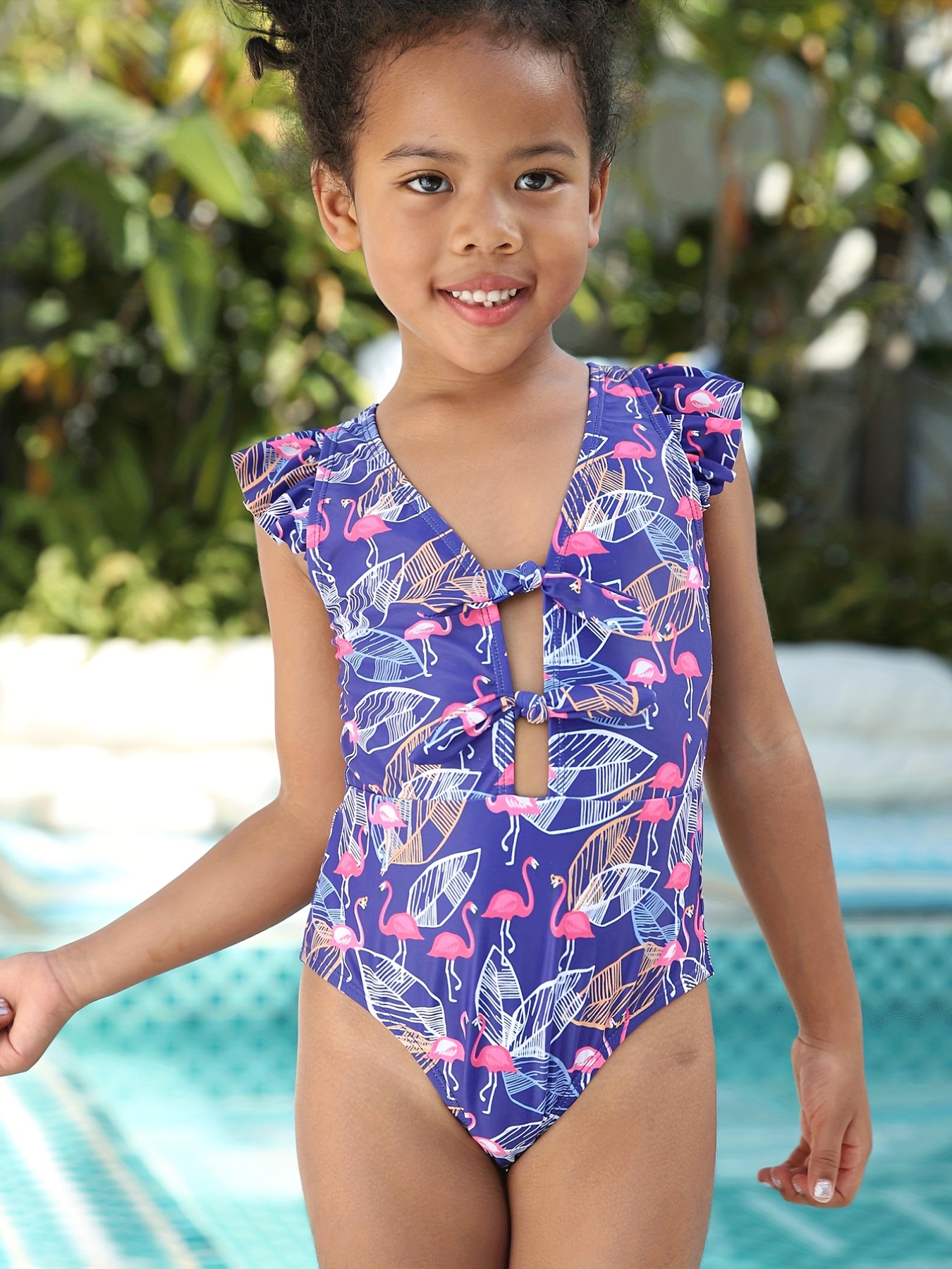 Toddler Baby Girl Flamingo Cotton Swimsuit Ruffle Bathing - Temu