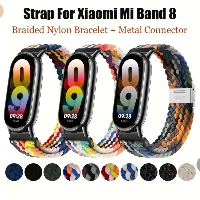 Nylon Braided Strap Xiaomi Mi Band 8 Metal Connector Solo - Temu