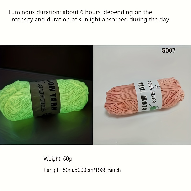 Glow in The Dark Yarn 2 Rolls, for Crocheting DIY Arts Crafts Pink