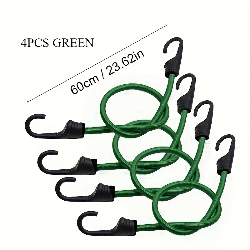 4pcs Bungee Cords With Hooks Elastic Rope Straps For Camping Bike