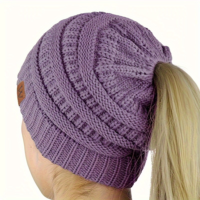 Bonnet en tricot coloré Femme - Violet