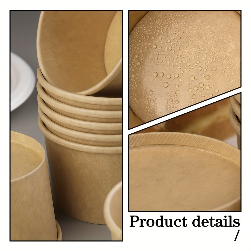 8 Oz. Disposable Brown Kraft Paper Soup Containers 