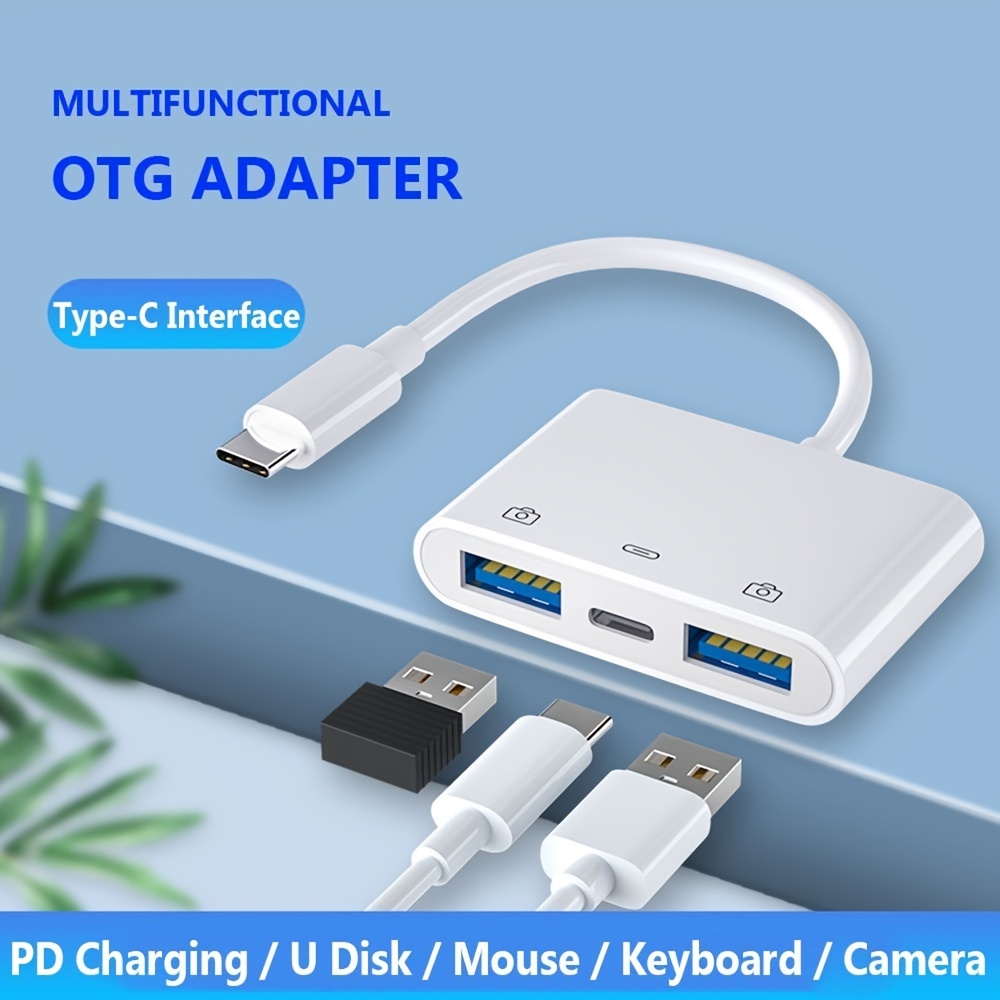  USB C OTG Adapter with Power, 5 in 1 USB C Hub OTG Adapter with  2 USB Ports, 60W PD, USB C to 3.5mm Audio Adapter, USB C Data Port  Compatible