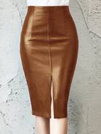 sexy leather slim slit skirts casual pu fashion bodycon skirts womens clothing