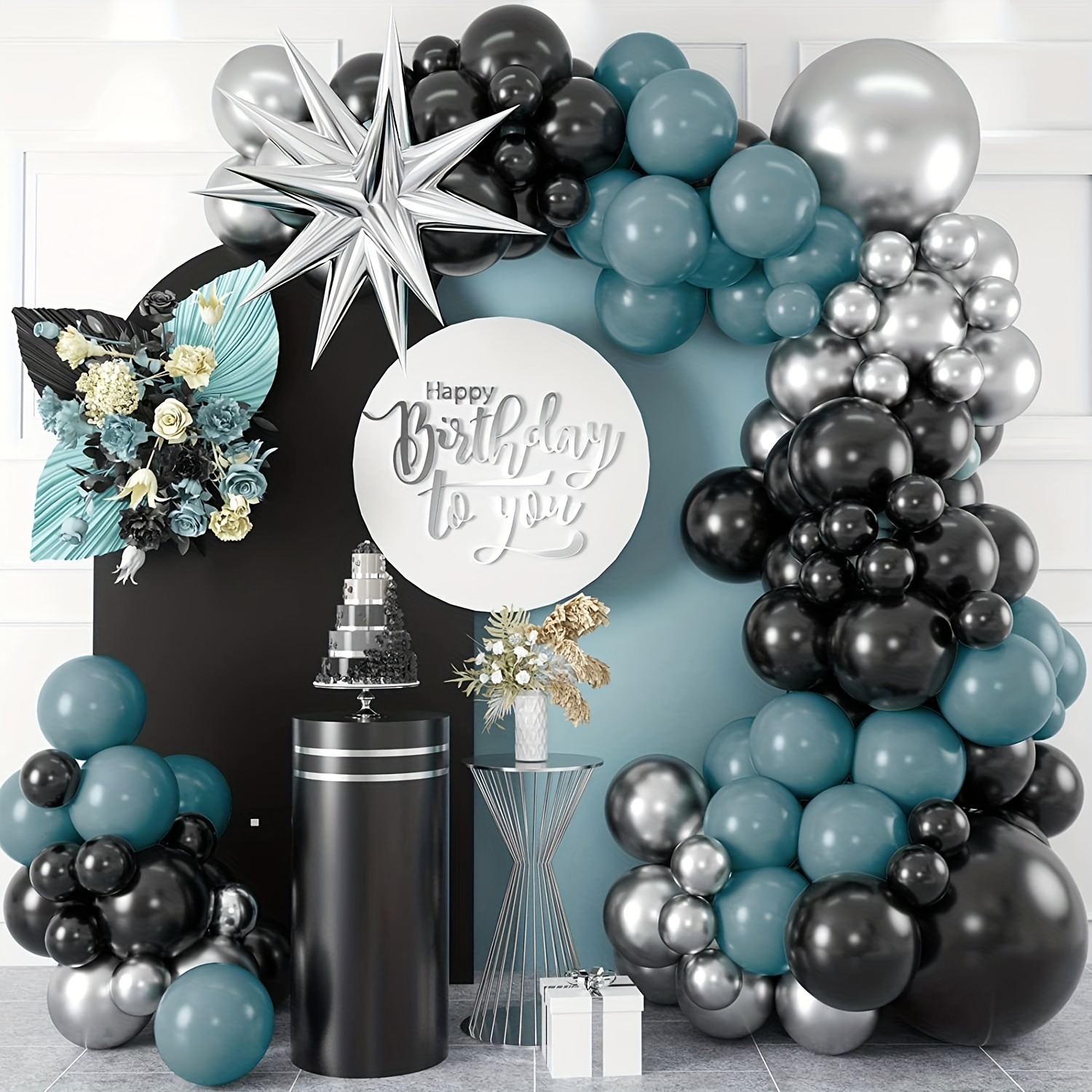 Ballon Noir Confettis Or, 50 pièces 12 Pouces Ballons de Fête en Latex  Blanc Ensemble avec Ruban d'or pour Les Décorations de Fête de Naissance  d'anniversaire