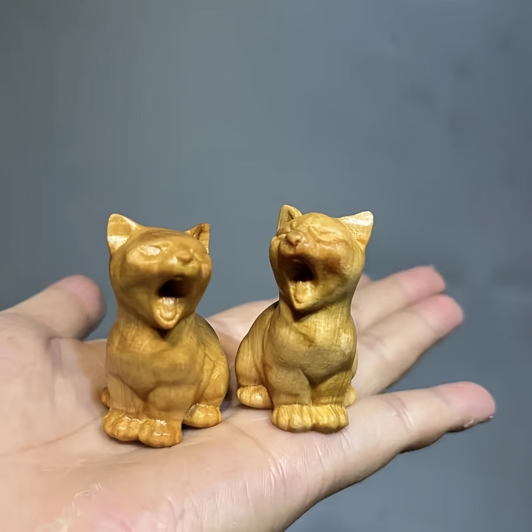 Wooden Kitten Ornament Model Holiday Gift