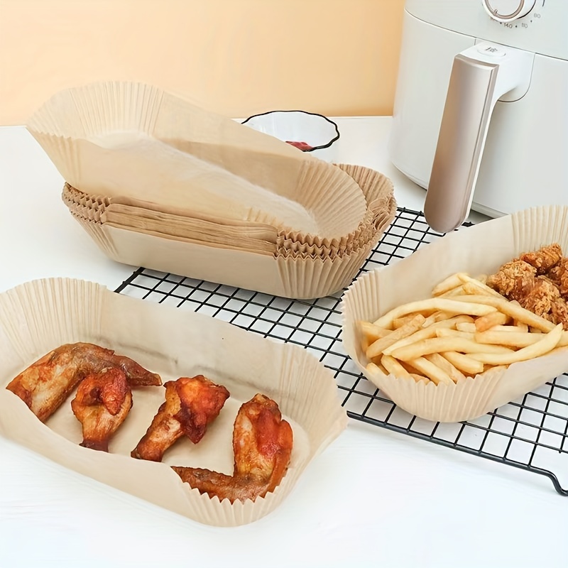 100pcs Rectangle Jetable Airfryer Baking Paper Liner Tapis de cuisson  antiadhésif pour Ninja Foodi Friteuse Accessoires